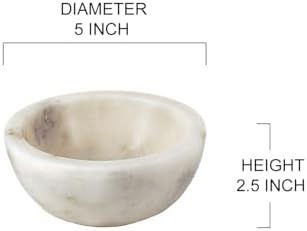 Serene Spaces Living 5 Inch White Marble Serving Bowl