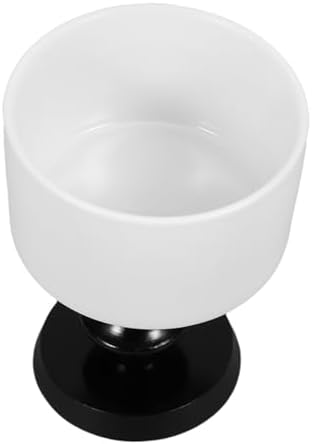 Zerodeko 220ml Ceramic Dessert Cup Black Round Tall Footed Bowl Goblet