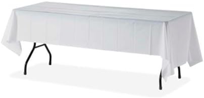 Genuine Joe Plastic Table Cover 54 x 108 White 6 Count