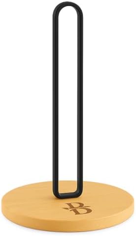 Bambsi Paper Towel Holder - Black Wooden Stand