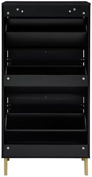 zehuoge rattan shoe cabinet with 3 flip drawers black