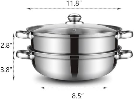 118 Inch Upgrade Steamer Pot with 2-Tier Design