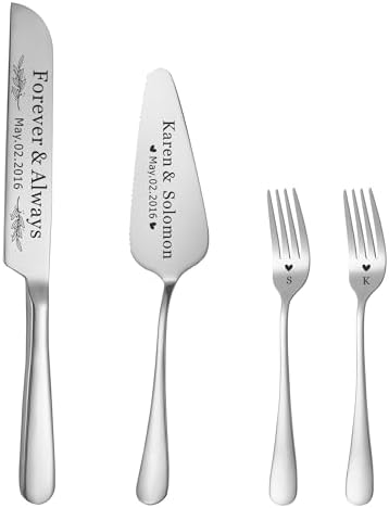 Personalized Silver Wedding Cake Knife and Server Set