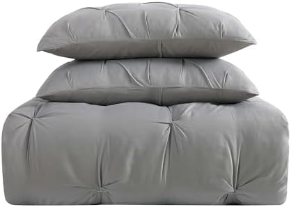 TRULY SOFT Grey Pleated Duvet Set 3-Piece