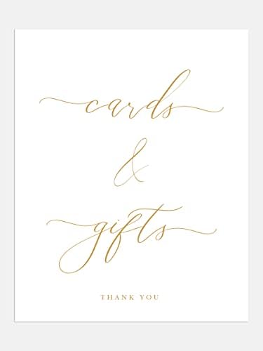 White and Gold Wedding Gift Sign with Linen Texture