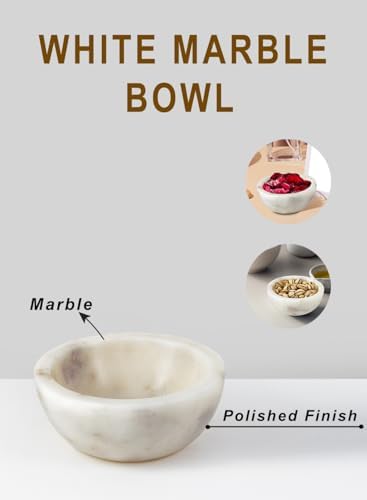 Serene Spaces Living 5 Inch White Marble Serving Bowl