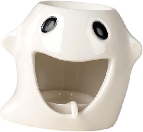 Ceramic Essential Oil Burner with Candle Tray - White