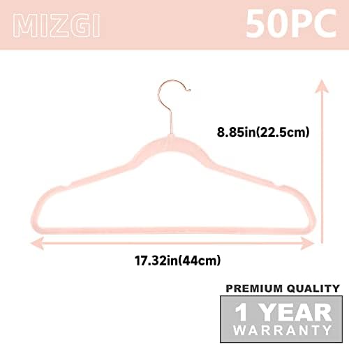 MIZGI Premium Velvet Hangers 50 Pack Blush Pink