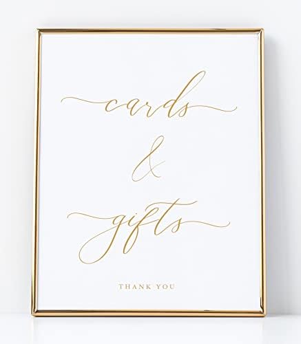 White and Gold Wedding Gift Sign with Linen Texture