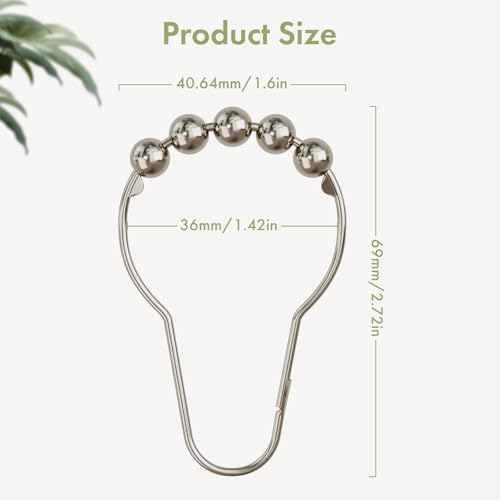 Amazer Decorative Stainless Steel Shower Curtain Hooks Set of 12