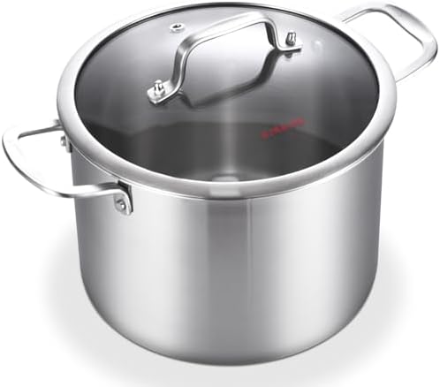 Delarlo Tri-Ply Stainless Steel 6 Quart Pot with Lid