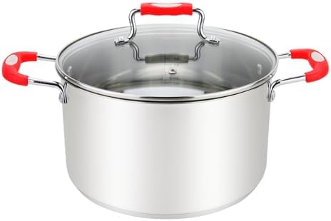 Millvado 6 Quart Stainless Steel Stock Pot with Glass Lid
