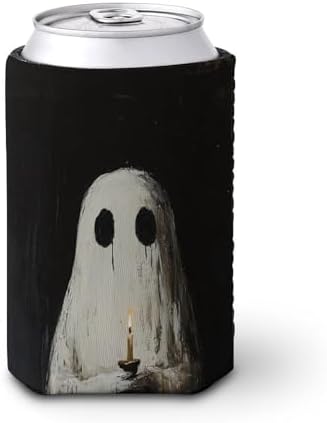 Cute Ghost Candle Beer Can Cooler Sleeve Halloween Insulated Beverage Holder