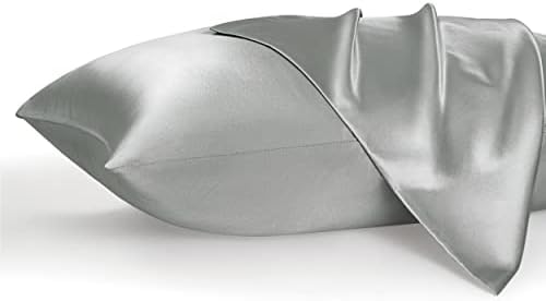 Bedsure Satin Pillowcases Set of 2 Queen Size Silver Grey