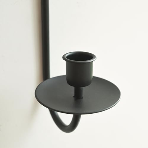 Remenna Wall Candle Sconce Holder Set of 2 Modern Black Wrought Iron