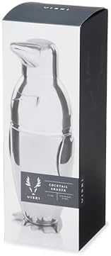 Viski Penguin Cocktail Shaker 17 oz Stainless Steel