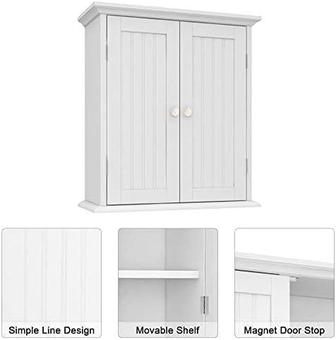 ChooChoo Bathroom Wall Cabinet with 2 Doors and Adjustable Shelves