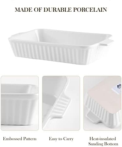 MALACASA Ceramic Bakeware Set of 4 Rectangular Lasagna Pans