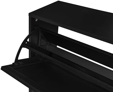 zehuoge rattan shoe cabinet with 3 flip drawers black