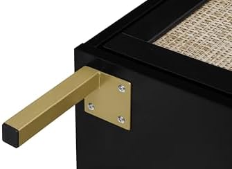 zehuoge rattan shoe cabinet with 3 flip drawers black