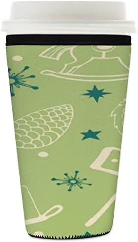 Candle Christmas Tree Iced Coffee Sleeve 30-32 oz Reusable Neoprene