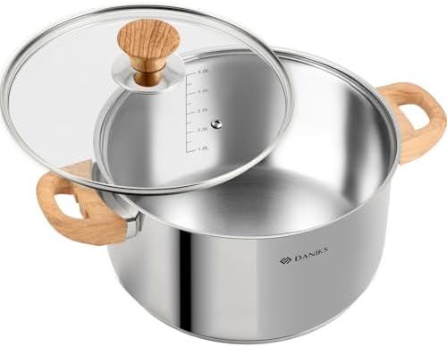 Daniks Oslo Stainless Steel Stockpot with Glass Lid 6 Quart Silver