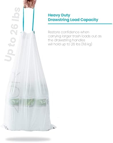 Home Zone Living 53 Gallon Kitchen Trash Bags with Drawstring Handles 60 Count