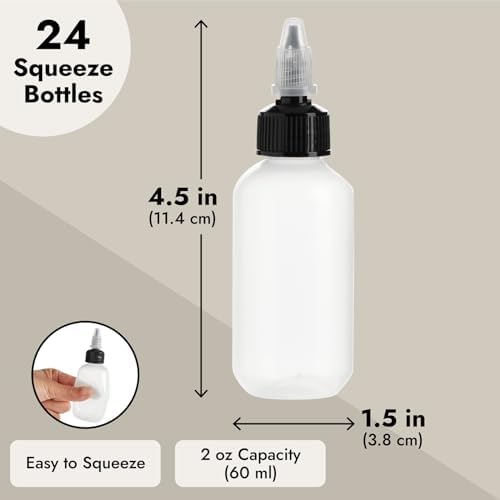 Juvale 24 Pack Clear 2oz Squeeze Bottles with Caps