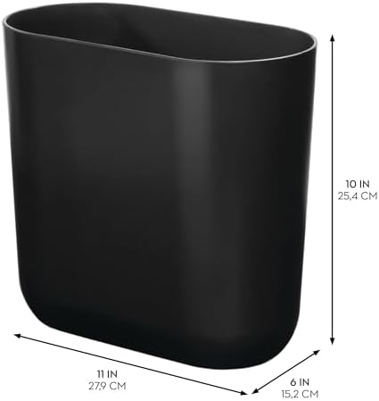 iDesign Slim Oval Plastic Trash Can - Matte Black 1056 x 55 x 977