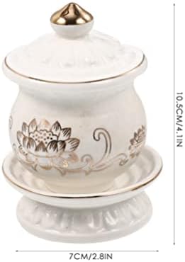 HOMSFOU Ceramic Lotus Water Offering Cups 2pcs