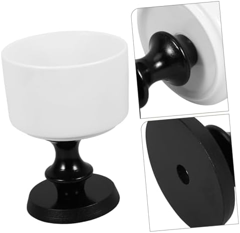 Zerodeko 220ml Ceramic Dessert Cup Black Round Tall Footed Bowl Goblet