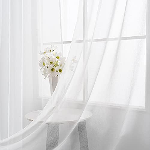 HUTO 95 Sheer Curtains White Grommet Drapes for Bedroom Living Room