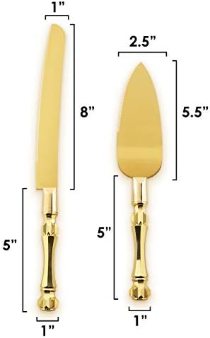 Homi Styles Gold Elegant Cake Knife and Server Set