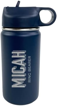 The Crafty Engineer Personalized Flower Girl and Ring Bearer Water Bottle Navy
