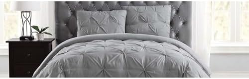 TRULY SOFT Grey Pleated Duvet Set 3-Piece