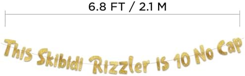 10 No Cap Gold Glitter Banner for 10th Birthday
