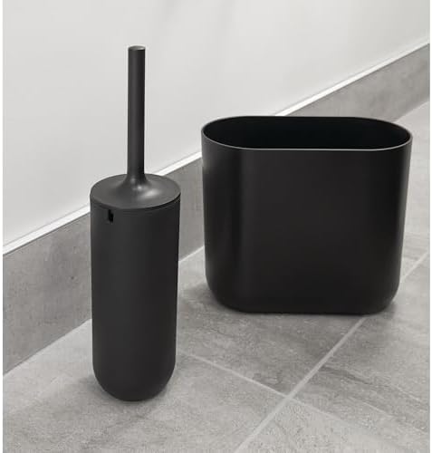 iDesign Slim Oval Plastic Trash Can - Matte Black 1056 x 55 x 977