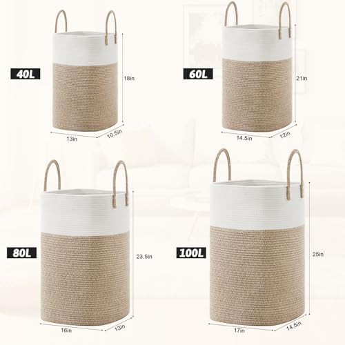 Artfeel Cotton Rope Laundry Basket 60L Hamper