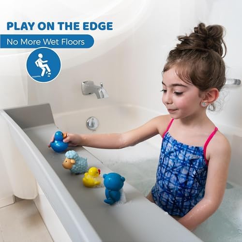 Tub Topper Bathtub Splash Guard Play Shelf Gray
