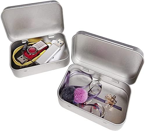 6 Pcs Silver Lidded Metal Storage Containers