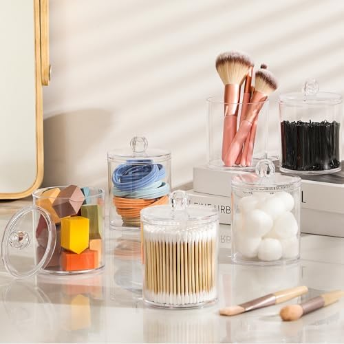 4 Pack Acrylic Q-Tip Holder Dispenser Set