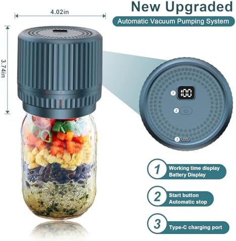 UNERVER M12 One-Button Auto Stop Vacuum Sealer for Mason Jars