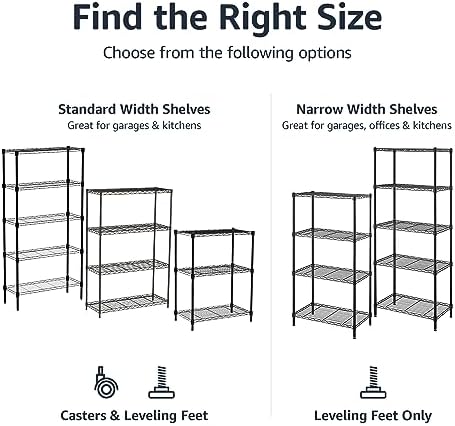 Amazon Basics 4 Shelf Steel Wire Storage Rack Black 48 Inches