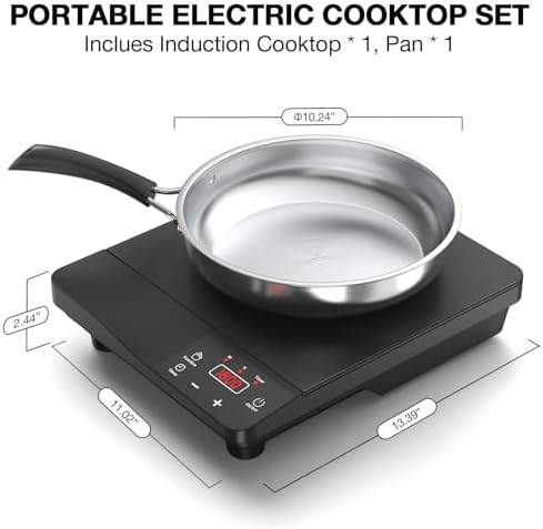 1800W Portable Induction Burner with 10 Fry Pan