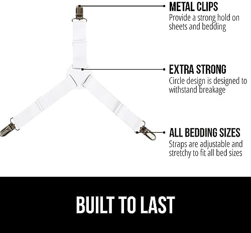 Gorilla Grip Sheet Straps with Metal Clips 4 Pack White