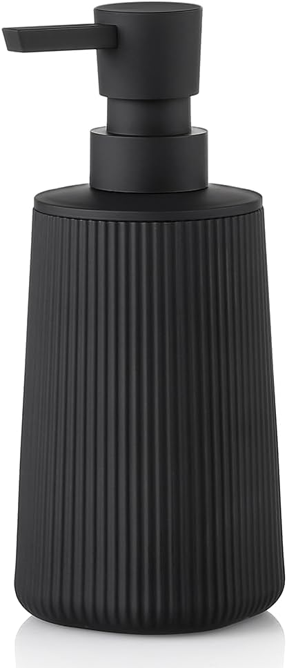 Modern Farmhouse Striped Soap Dispenser with Pump Matte Black