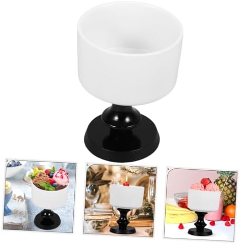 Zerodeko 220ml Ceramic Dessert Cup Black Round Tall Footed Bowl Goblet