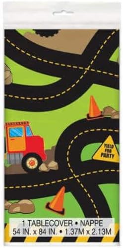 Multicolored Construction Party Rectangular Table Cover 54x84