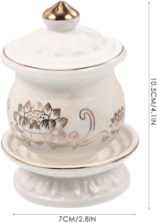 HOMSFOU Ceramic Lotus Water Offering Cups 2pcs