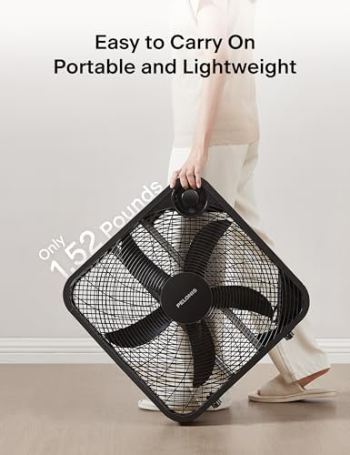 PELONIS 20 Inch Box Fan with 3 Speeds and 25fts Airflow